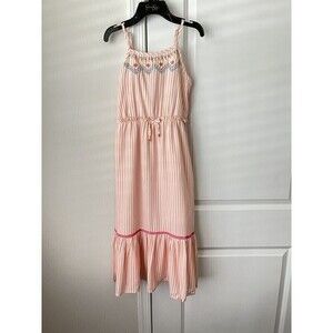 Jessica Simpson Youth Dress Mid to Maxi Length Peach Stripe Stretch Fit L(14/16)